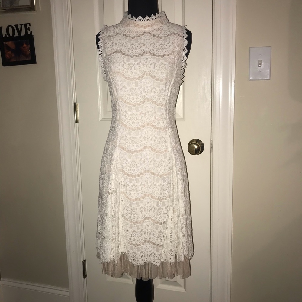 White lace overlay dress